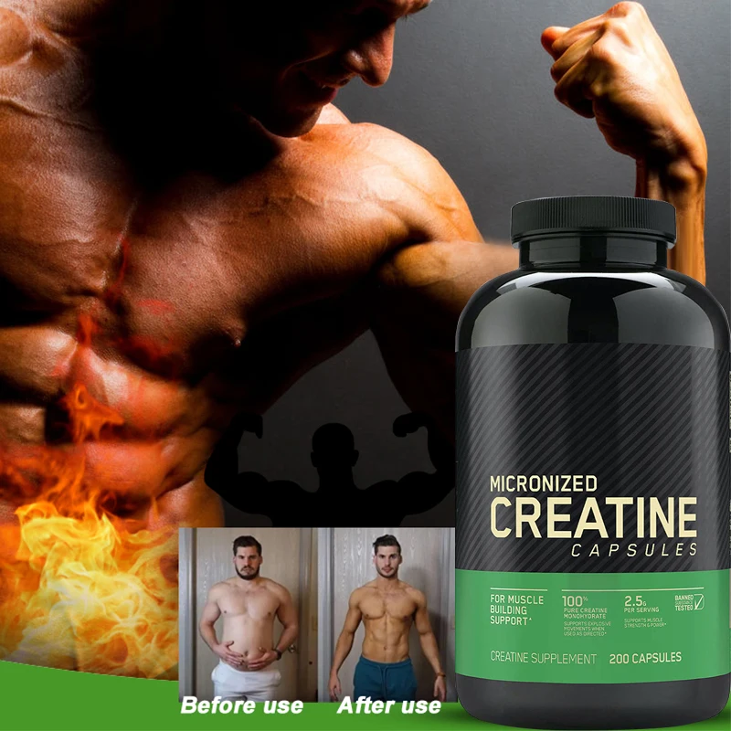 60 Pills Creatine Monohydrate Capsule for Exercise Fitness Muscle Growt Strength ment Health Food