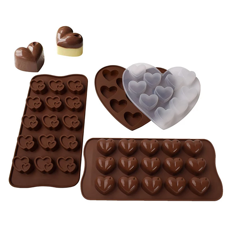 15/10Cavity Diamond Heart Silicone Chocolate Mold DIY Cake Accessories Molds Kitchen Ice Cube Biscuit Pastry Manual Baking Mould