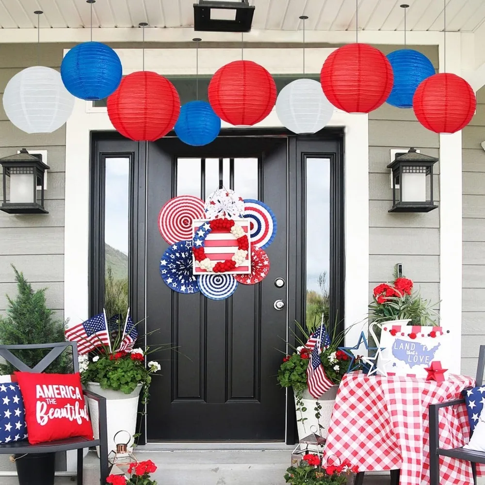 

16Pcs Red Paper Lanterns, Various Sizes (6" 8" 10" 12") Hanging Chinese Japanese Red Paper Lanterns for Wedding Birthday Spring