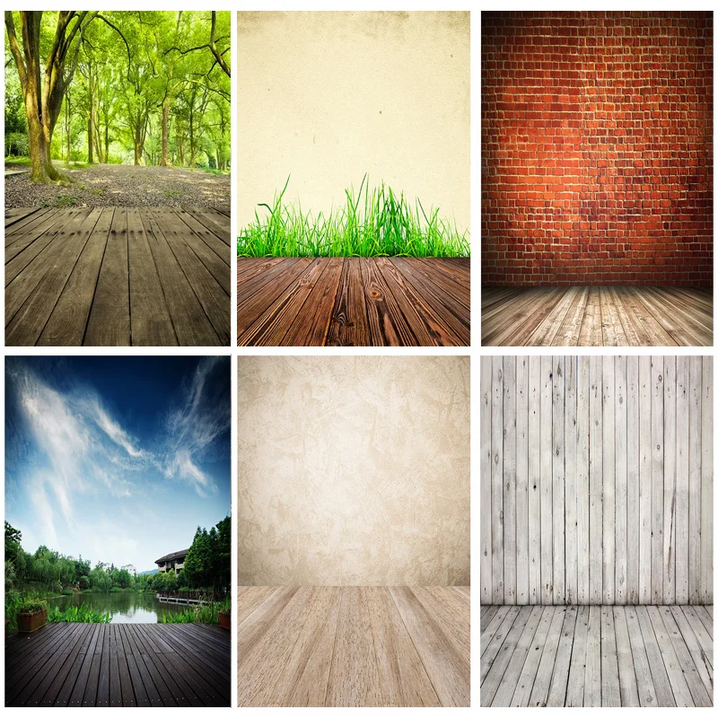 

SHENGYONGBAO Art Cloth Photography Background Scenery Wall Wooden Floor Baby Photo Backdrops Studio Props HJU-05