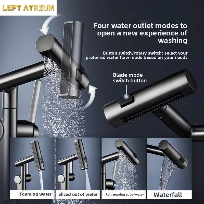 Affordable Luxury Mechanical Cat Mechanical Swivel Arm 1080˚ Rotating Universal Basin Rainfall-Style Sink Faucet