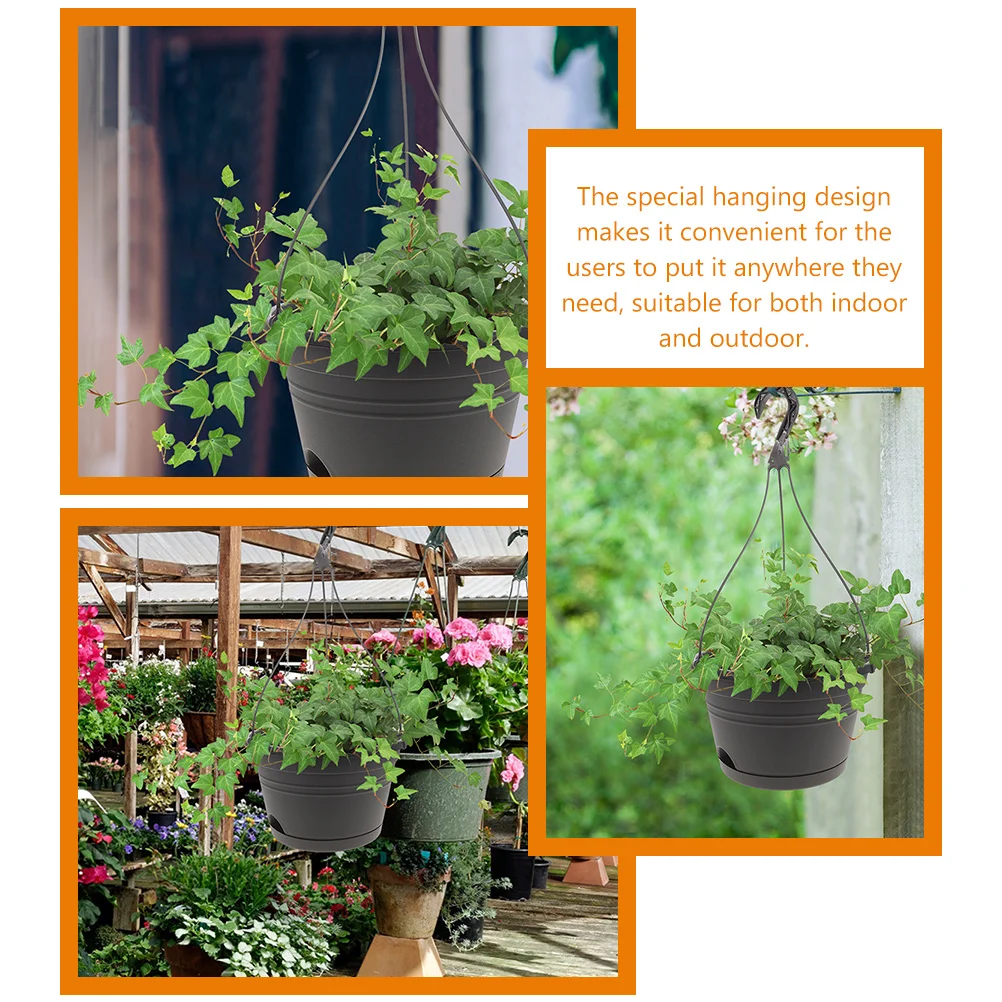 

2pcs Hanging Wall Planter Balcony Guardrail Orchid Pot Black 255mm Succulent Planters Garden Yard Decor