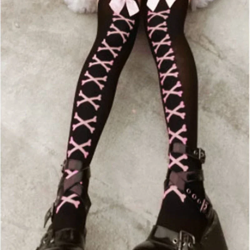 Nuevas Medias de Rejilla Altas hasta el Muslo para Chicas, Estilo Streetwear, con Lazo, Negras, Dulces, Lindas, Rosas, Y2K, Harajuku, Lolita