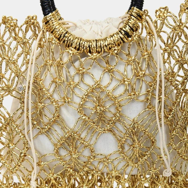 Glänzende Goldene Hohlgewebte – Women Bags Golden Bewertung und Preis