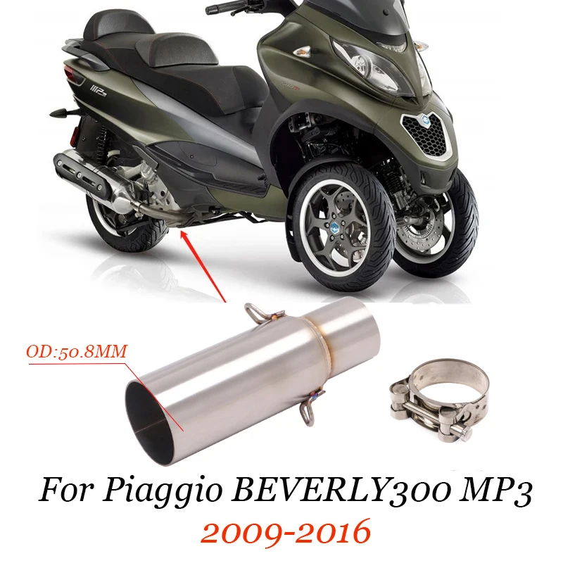 Slip-on For Piaggio BEVERLY300 MP3 2009-2016 Exhaust System Escape Middle Pipe Motorcycle Exhaust Muffler Middle Link Pipe