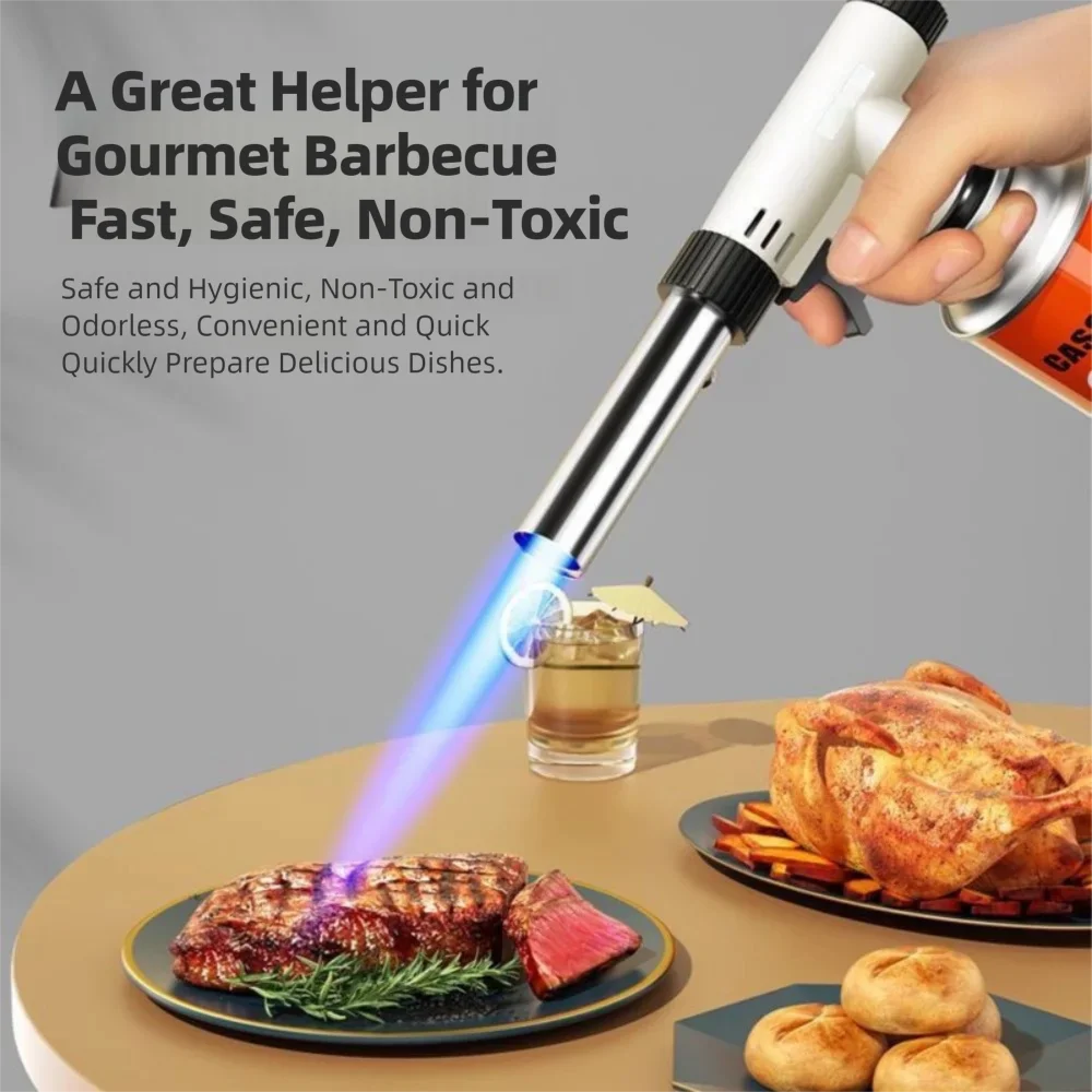 High-Temp 1300℃ Handheld Butane Torch, Multipurpose Flame Gun for Cooking BBQ Baking Charcoal Ignition Metal Heating & Soldering