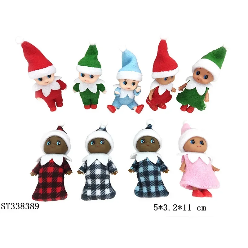 Muñeco de elfo de Navidad de 11cm para niños, Mini muñecos de elfo de juguete para Navidad, estante de elfo pequeño Poseable, decoración de árbol de Navidad