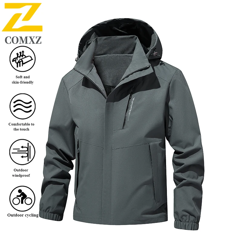 

Couple Charge Jacket 2025 New Mountain Climbing Waterproof Wear-resistant Detachable Cap Jacket Loose Comfortable Men's Clothing