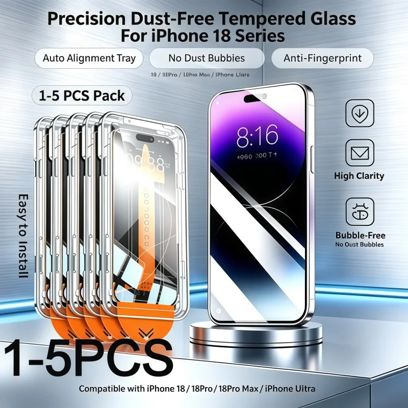 Neue 1-5 Stück staubfreie Installationsschutzfolie für iPhone Ultra 18 Pro Max, iPhone 18 Pro, Vollschutzfolie für iPhone 18