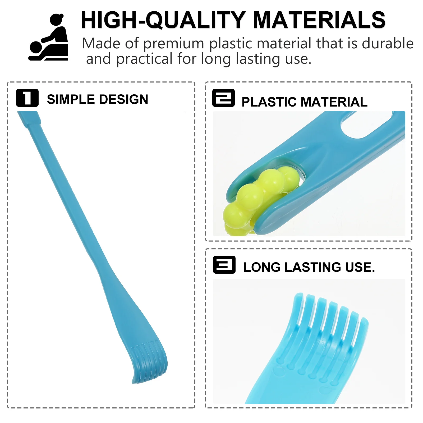 

10Pcs Massage Back Scratcher Premium Plastic Long Handle Body Scratching Tool with Ball Rolling for Hard to Reach Areas