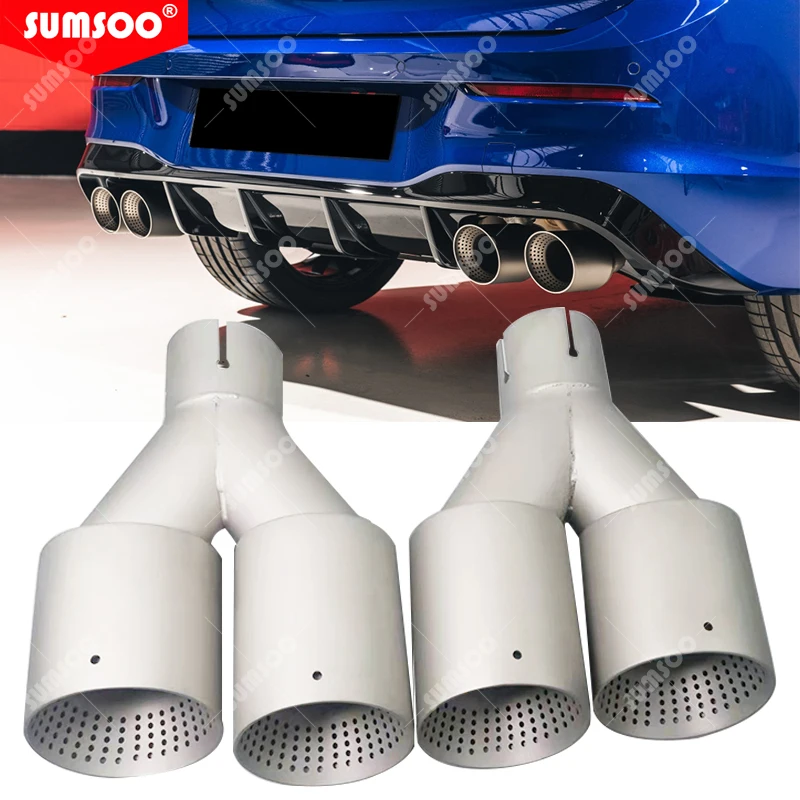 1 Pcs Double Matte Stainless Steel Car Muffler Tip Exhaust Tip System Pipe Universal Exhaust Tip  60MM 63mm GTI MK7 Golf7 Nozzle