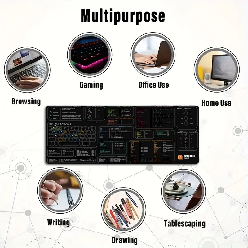 لوحة ممتدة AUTODESK Fusion Shortcut مفتاح لوحة الماوس الجدول السجاد مكاتب الملحقات لوحة الماوس الألعاب ماوس حصيرة المطاط مكتب حصيرة