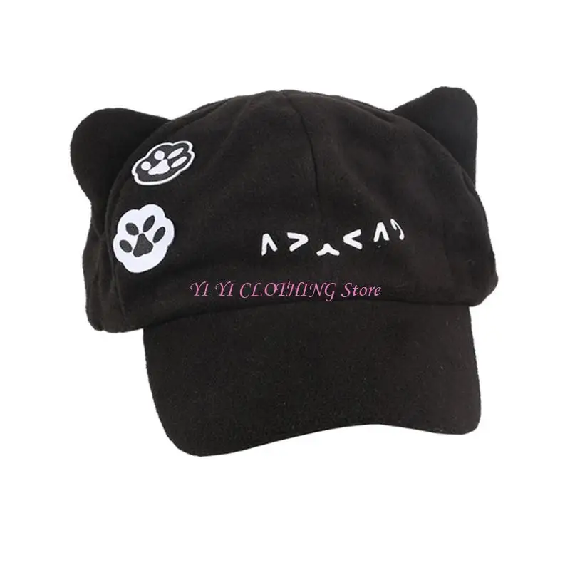 N5KF Street Dance Hat Cosplay Cats Ear Baseball Hat 2000s Hiphop Hat Shopping Headwear