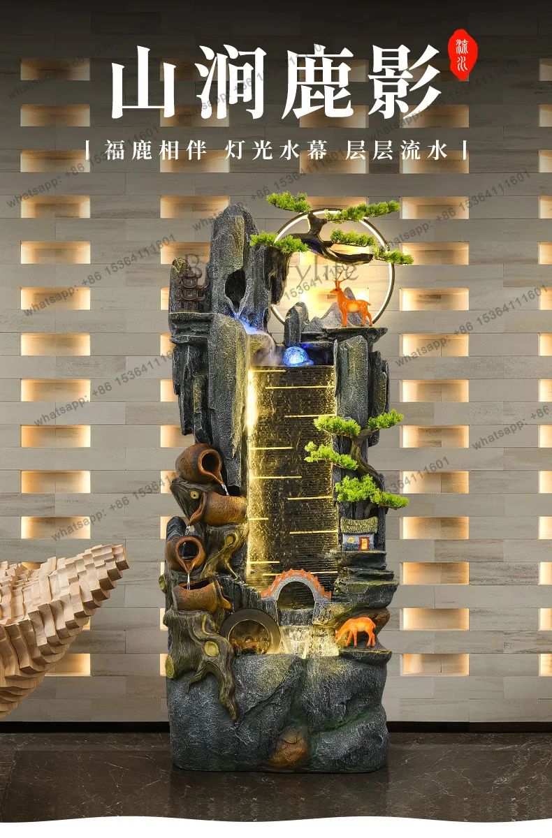 Chinese rockery fountain water circulation ornament fish tank indoor and outdoor living room office floor landscape
