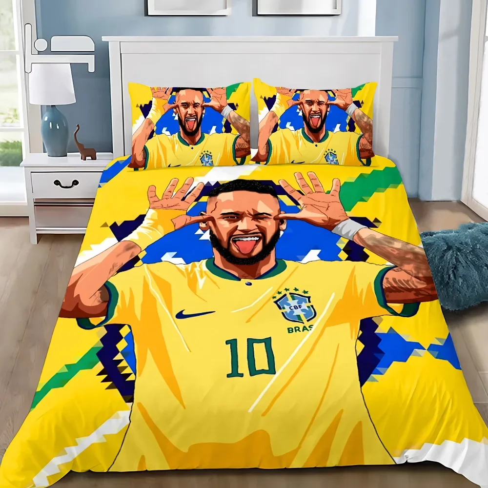 Game Duvet Cover Pillowcase Bedding Set Football Star Neymars Adult BoyGirl Bedroom Decoration Children Single Double Large Size