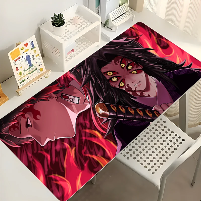 

Anime HD Print Mouse Pad Gaming Mousepad Computer Demon Slayer Kokushibo Desk Mouse Mat Gamer Accessories Non-slip Keyboard Pad
