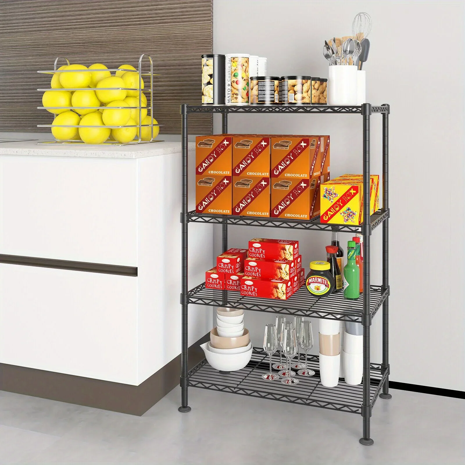 

Open Design 4 Tier Wire Shelving Rack Metal Shelf Adjustable Garage Storage Unit