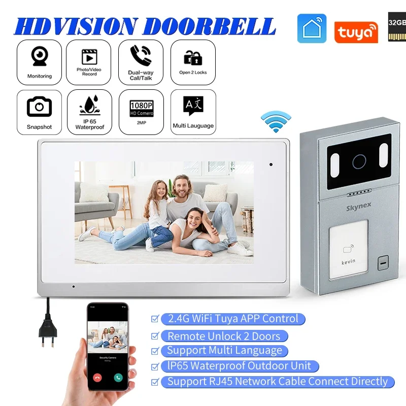 

7 inch Capacitive Touch Screen Indoor Station Multi Ways Unlock IP Video Intercom with WIFI and POE