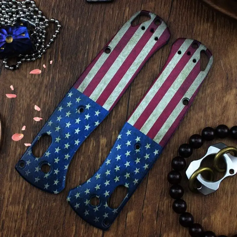 1 Pair of Custom Made USA Flag War Edition TC4 Grip Handle Scales for Benchmade Bugout 535