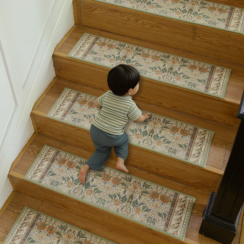 

Stair Step Mat Glue-free Self-adhesive Dornier Printed Non-slip Solid Wood Floor Mat Repeated Use