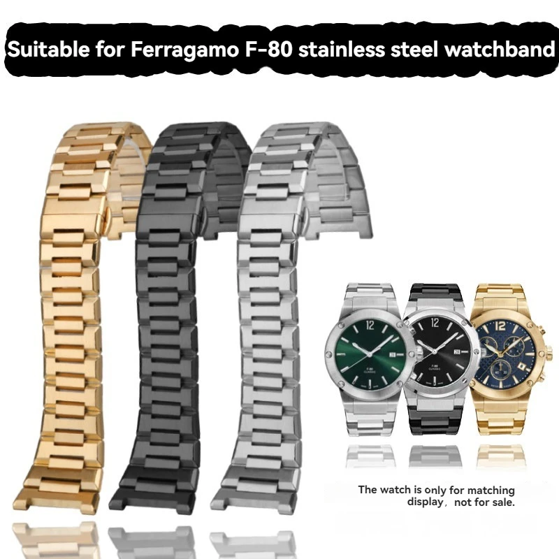 Ремешок для часов F-80 из нержавеющей стали для спортивной серии Ferragamo F80, металлический, мужской, с выемками, водонепроницаемый, браслет 26 мм, аксессуар.