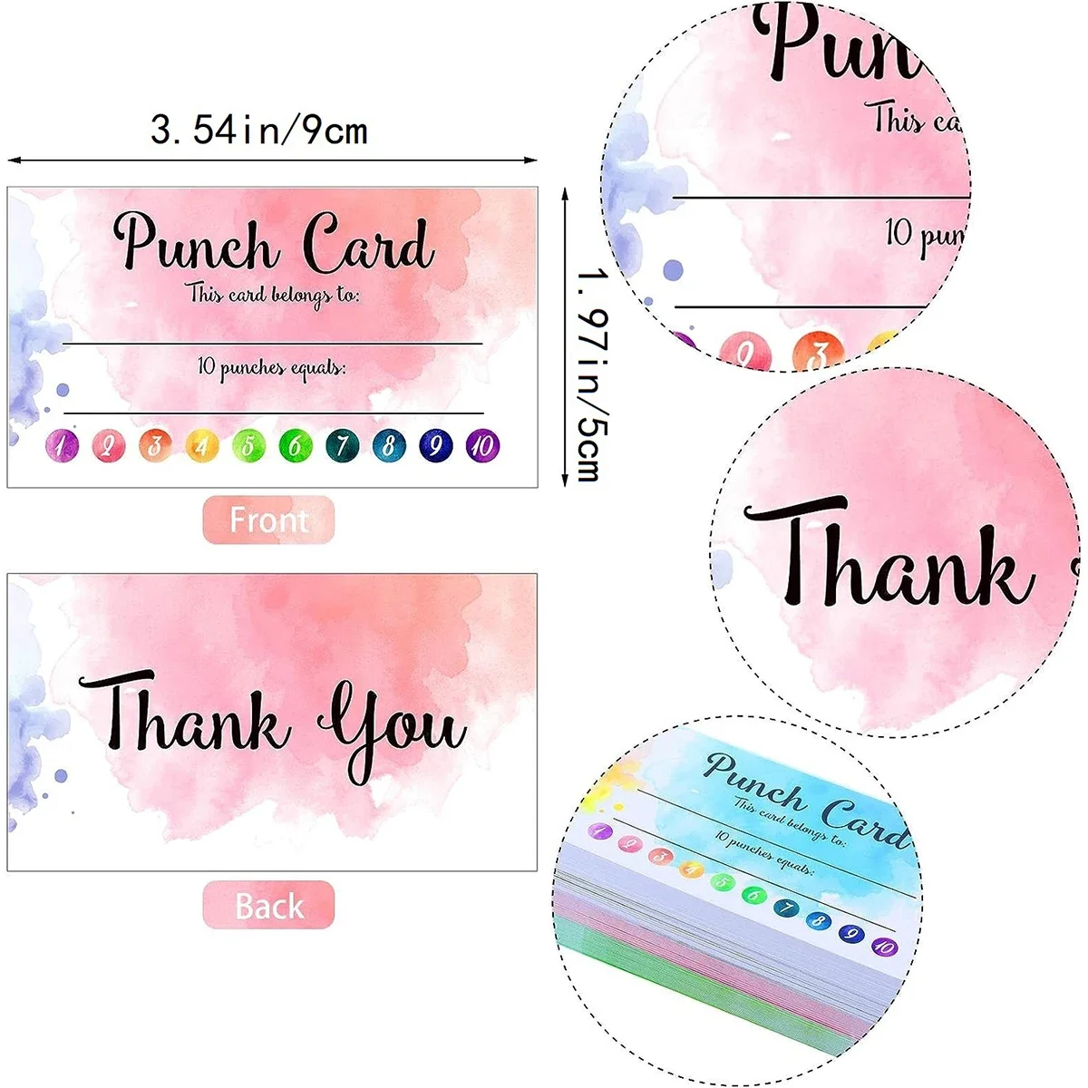 50pcs/set Punch Cards Incentive Loyalty Reward Card Student Awards Cards for Business Classroom Kids Behavior Students Teachers