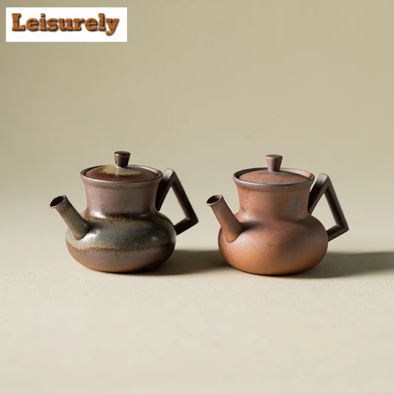 

150ml Retro Raw Ore Coarse Pottery Handheld Teapot Ancient Tea Infuser Pot Tea Maker Kettle With Strainer Tea Service Collection