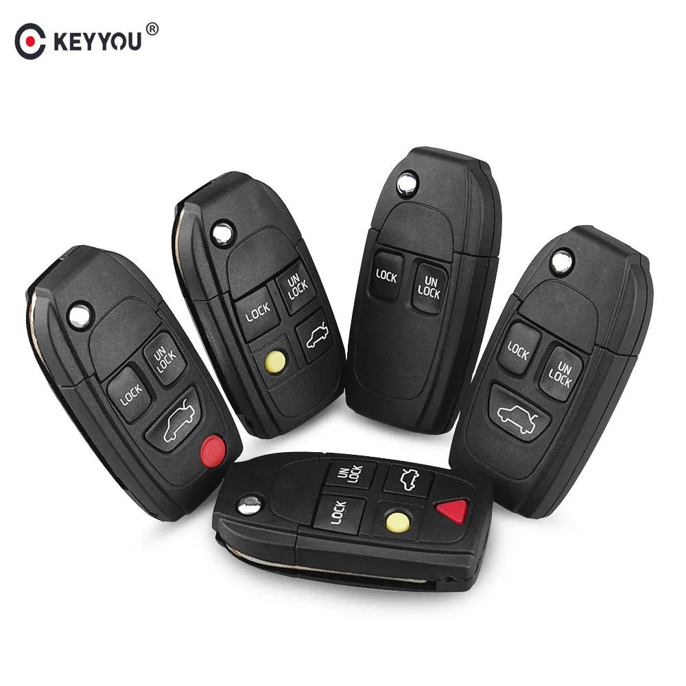 KEYYOU Modified Switchblade Flip Folding Smart Remote Car Key Shell Replacement Fob Case For VOLVO S80 S60 V70 XC70 XC90 D25