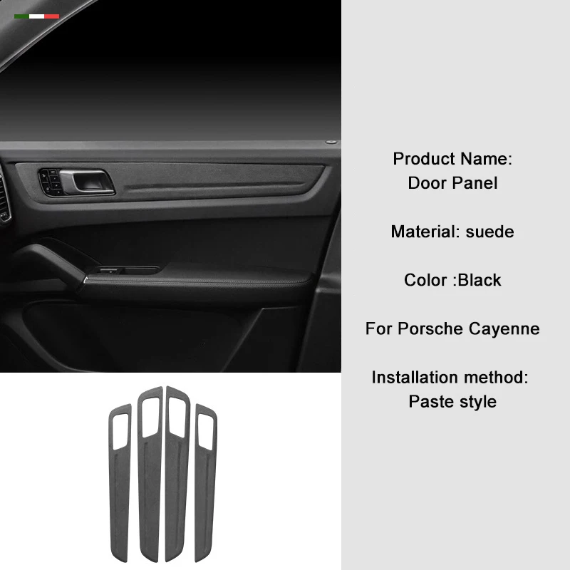 For Porsche Cayenne 2018~2022 Alcan tara Suede Car Interior Door Panel Decoration Door Handle Upgrade Modification Frame Cover