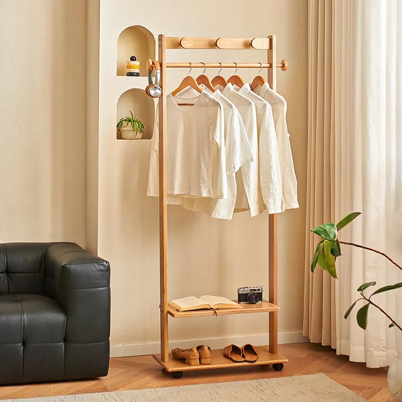 Perchero de Madera Nórdico para Entrada, Perchero Móvil de Pie Moderno para Recibidor, Mueble para Sala de Estar