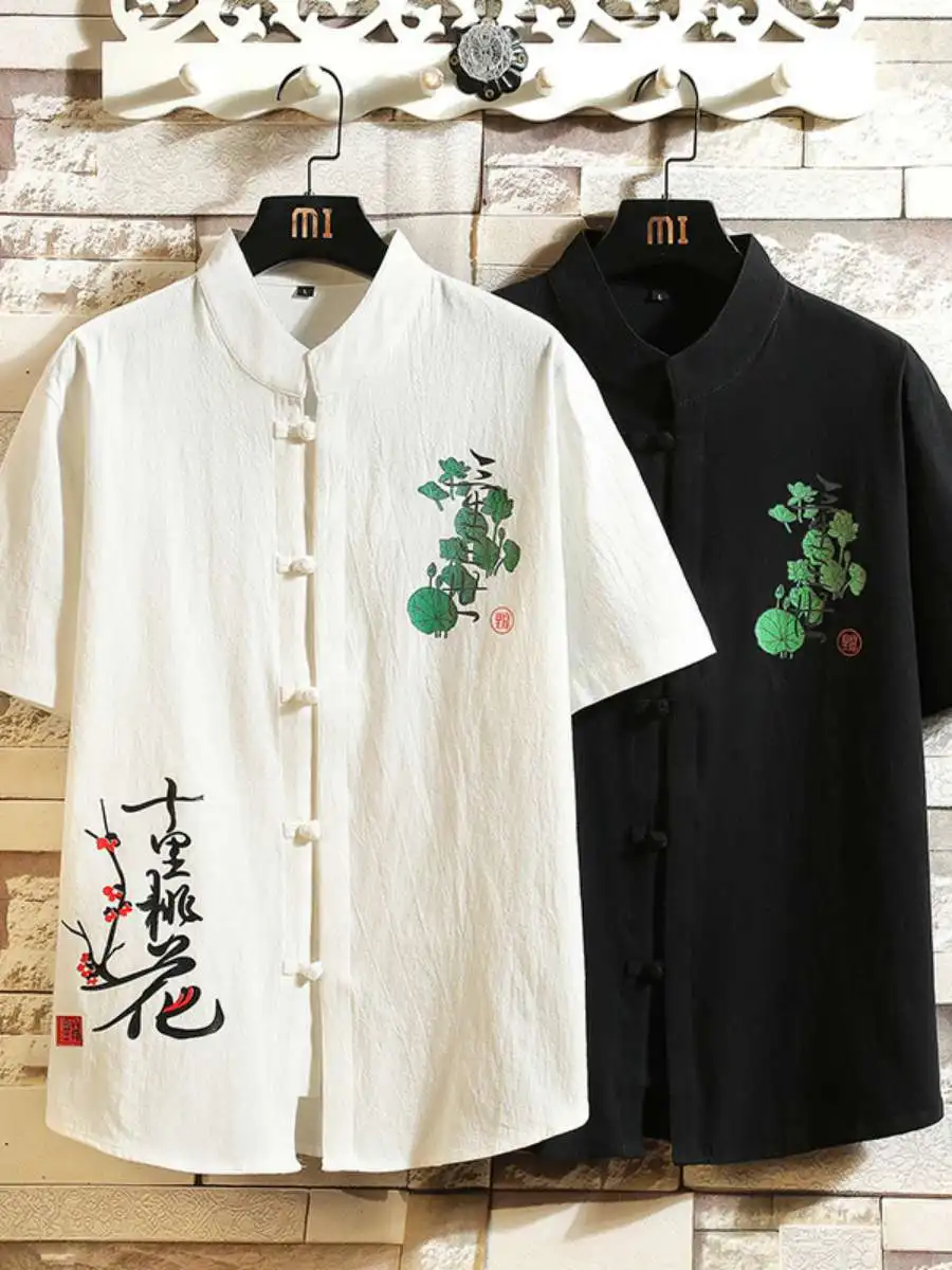

Loose Fit Cotton Linen ort Sve irt Men's Large Size Button up Collar Vintage Sle Casual Wear Winter Collection