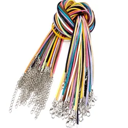 20Pcs 3mm Black Suede Cord Chain 45cm Leather Rope Necklace Lobster Clasp DIY Jewelry Making Findings Accessories Wholesale