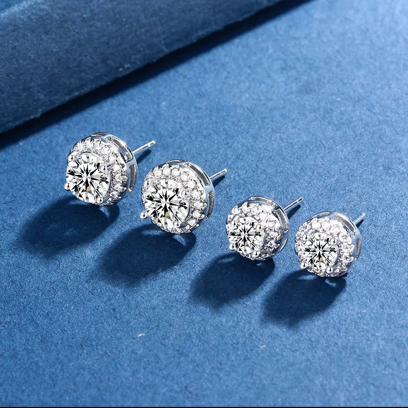 Moissanite Earrings S925 Silver With 18K Plated Pass Diamond Testing Pen For Women And Men Classic Jewelry