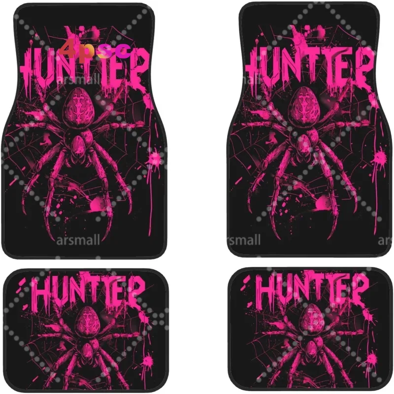Set Of 4 Pink Spider Web Car Floor Mats For Front And Rear, Suitable For Suvs, Trucks, Sedans, And Vans