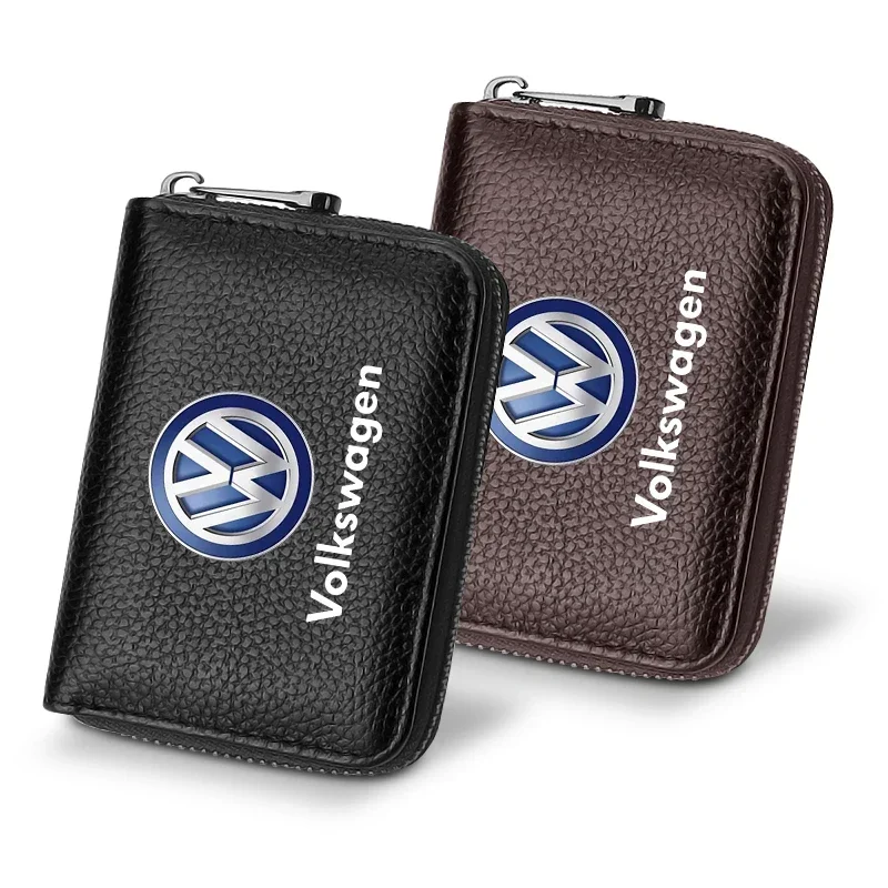 Car  For Volkswagen VW Leather Men Car Driver's License, ID Card, Bank Card Wallet Car Styling For Volkswagen Golf-5 6 7 Bora MK