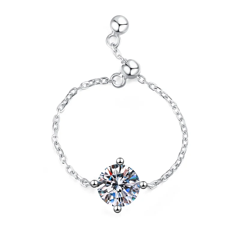 

JR062 Lefei Fashion Trendy Luxury Diamond-set Classic Moissanite Paw 4 Adjustable Ball Ring Charms Women 925 Silver Jewelry Gift