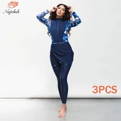 Costumi da bagno musulmani Donna Hijab Costume da bagno modesto Costume da bagno Cover Up Burkini Hijab per donna Costume da bagno islamico a maniche lunghe