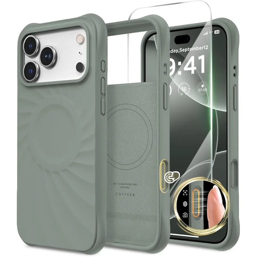 حافظة مغناطيسية واقية مضادة للصدمات لهاتف آيفون 17 برو 6.3 مع كاميرا سيليكون مدمجة متوافقة مع MagSafe