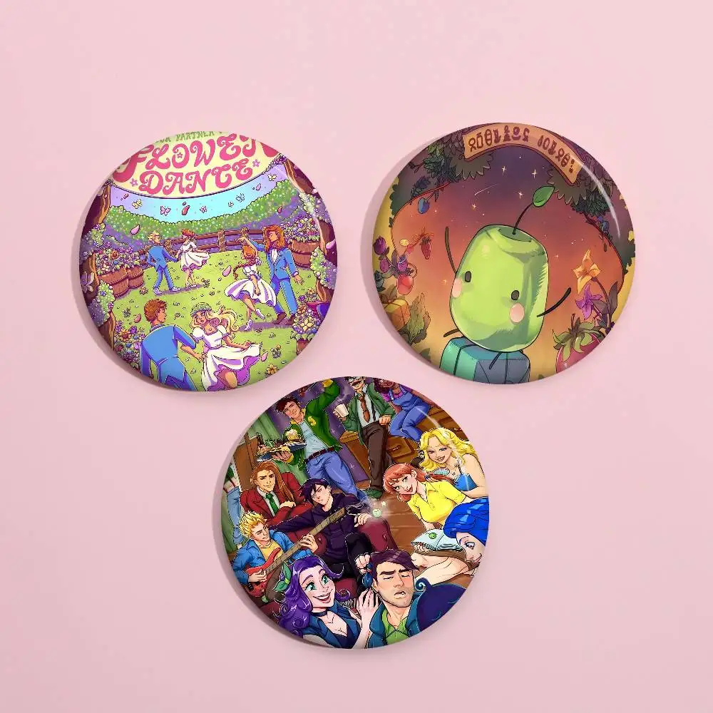 Game Stardew Valley Cartoon Cute Soft Button Pin Bright Printed Icon Gift For Friends Badge Collar Brooch Lapel Pin Metal