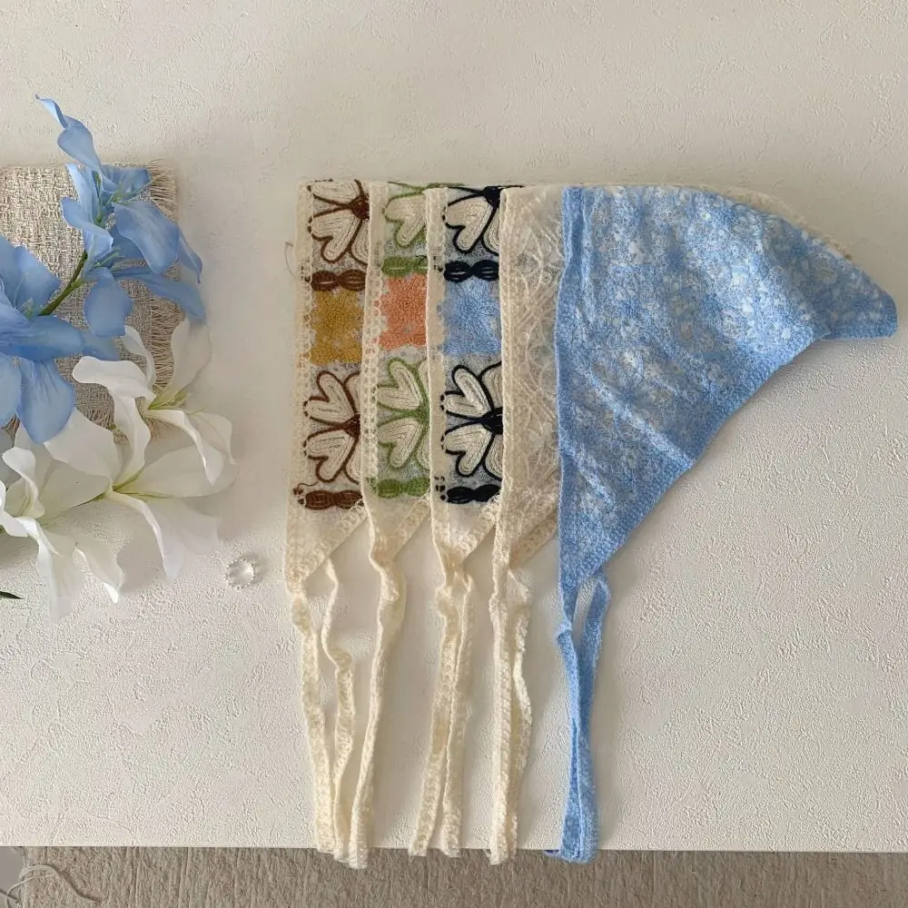 

Versatile Hollow Out Headscarf Sweet Flower Knitted Hair Scarf Lace Scarf