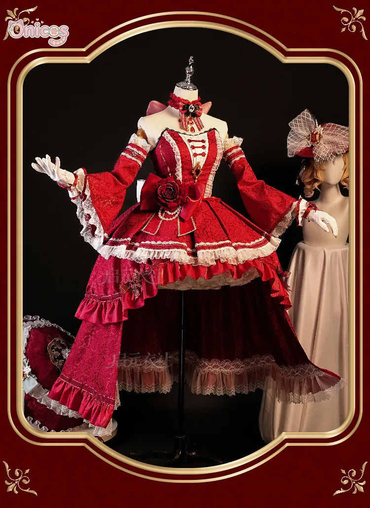 Disfraz de Cosplay de Identity V Vera Nair | Vestido Gótico Rojo de Alta Calidad, Conjunto Completo | Disfraz para Anime Party Comic Con 2026