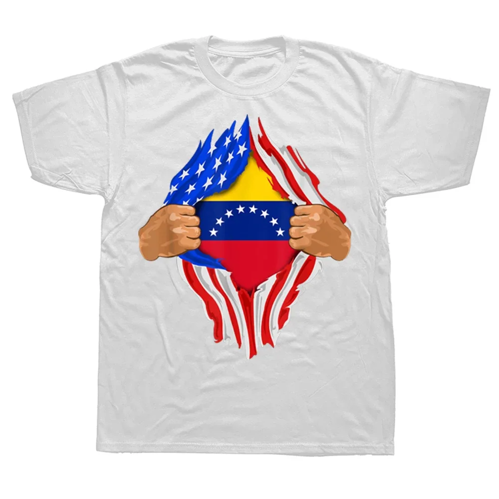 Funny Venezuelan Blood Inside Me Venezuela Flag T Shirts Summer Cotton Streetwear Short Sve Birthday Gifts T-shirt