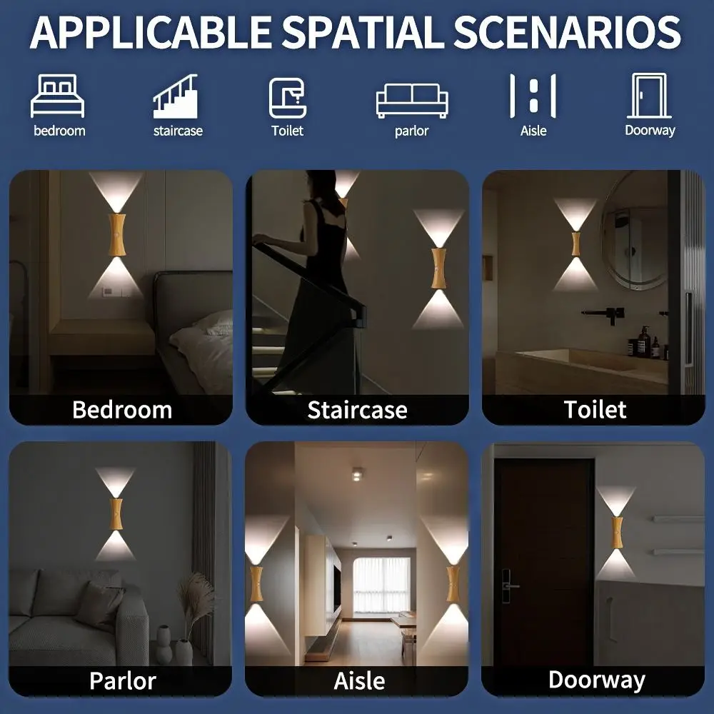 

Creative LED Hourglass Wall Lamp Dimmable Wireless Motion Sensor Night Light Adjustable Brightness Up Down Light