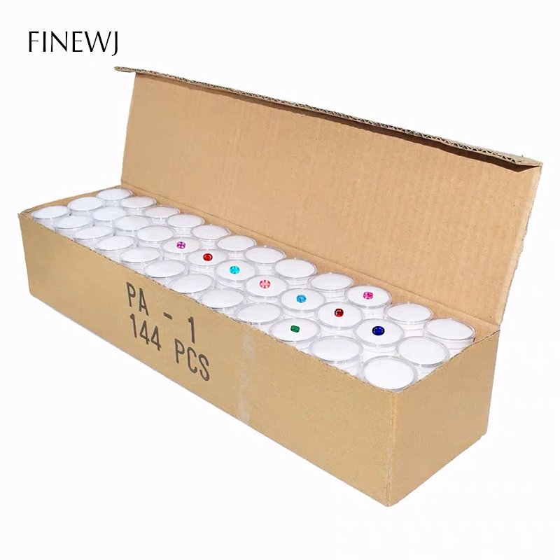 Wholesale Lot of 144 Gemstone Gem Display Box Storage Tool Coin Jar Loose Diamond Packaging Round Box Transparent Organizer Case