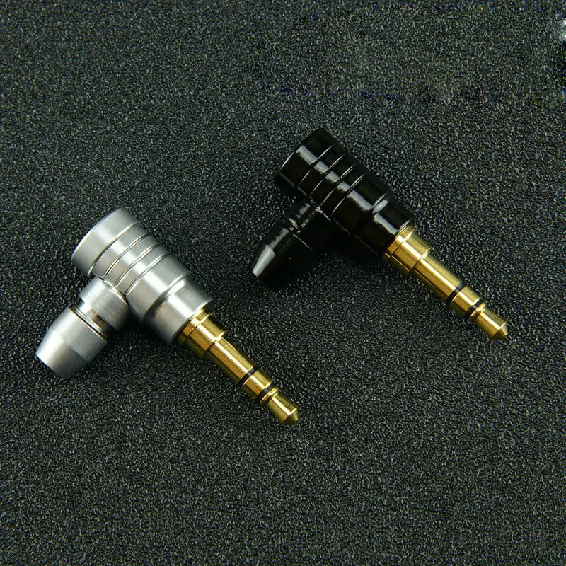 Enchufe de auriculares de 10 piezas, 3,5mm, 90 grados, ángulo recto, cobre chapado en oro, 3/4 polos, adaptador de Metal estéreo 3,5, conectores de cable para auriculares