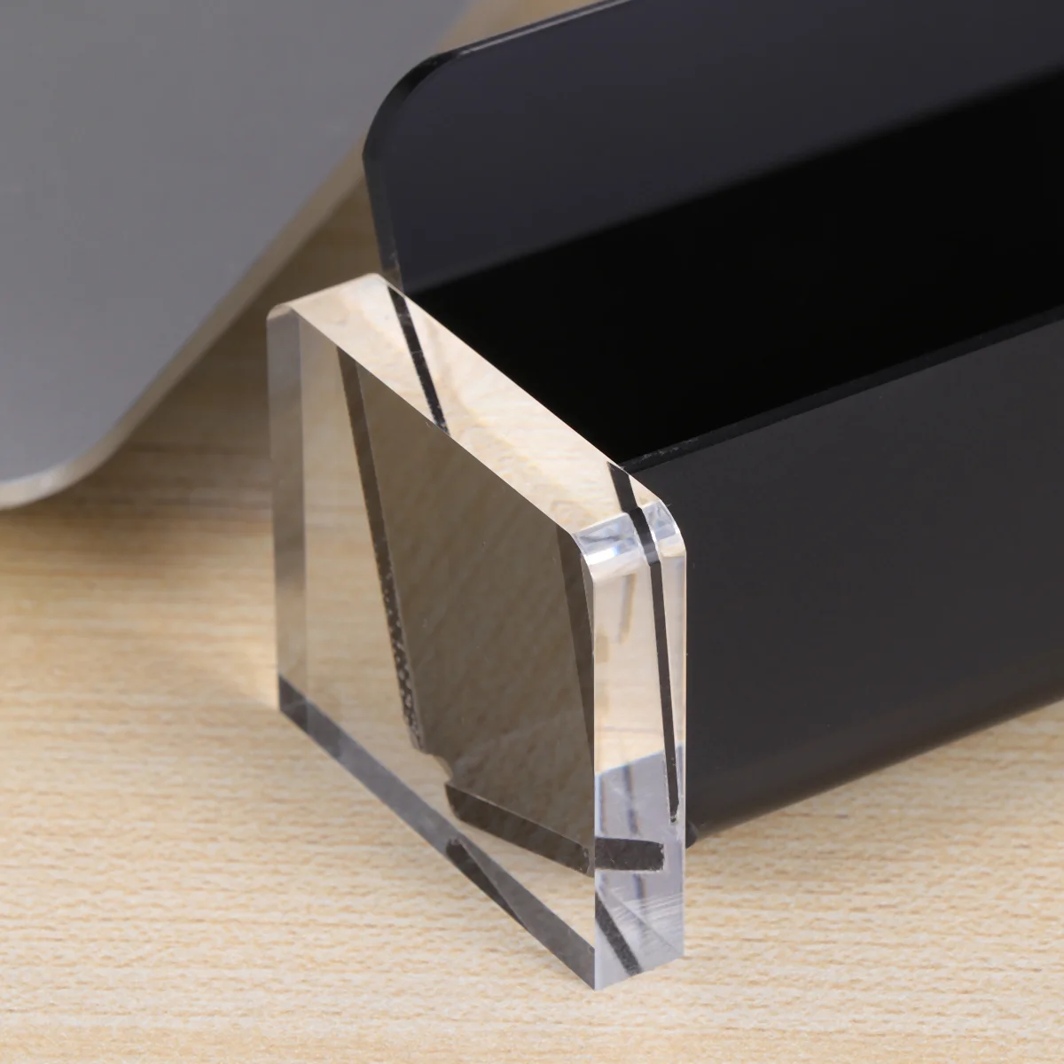 حامل عرض سطح المكتب البلاستيكي الفاخر لبطاقة العمل لتنظيم المكتب، حامل بطاقات أسود متعدد الوظائف، حامل بلاستيكي #1