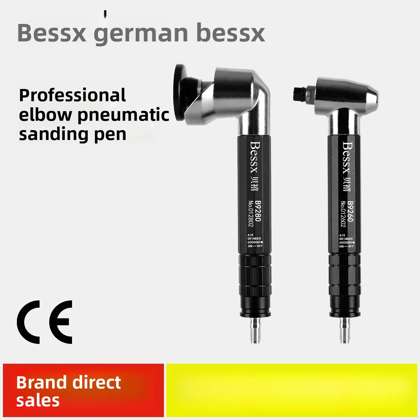 Bessx Germany Beixi Elbow Pneumatic Air Grinder Handheld 1-Inch 90-Degree Right-Angle Trimming Mold Polishing and Grinding Machine