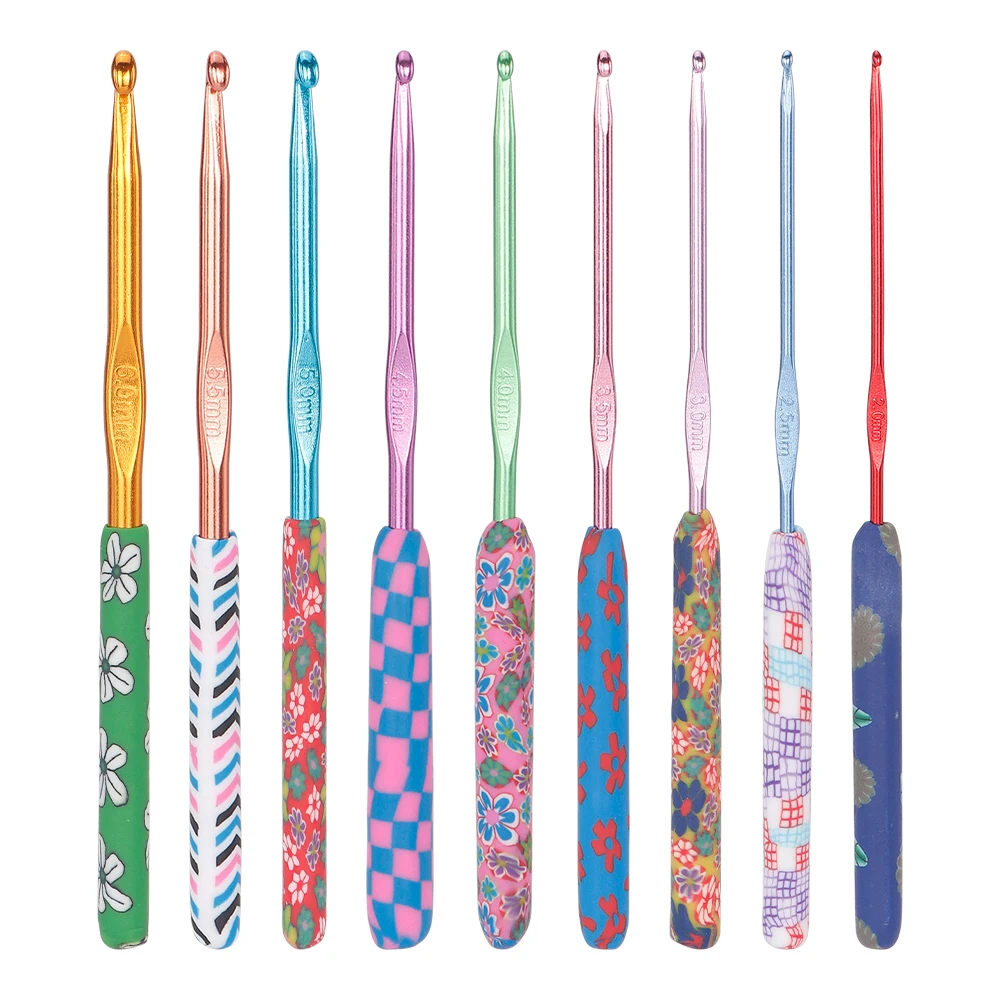 9pcs/set DIY Knitting Needles, Flower Color Crochet Hooks, Single Pointed Weaving Hook, Hand Crochet Yarn Thread Sweaters Tool