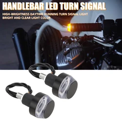 Motorcycle LED Handlebar End Turn Signal Light for 22mm Handlebar Side Marker Lamp White Yellow/Red/Blue Handle Grip Bar Blinker