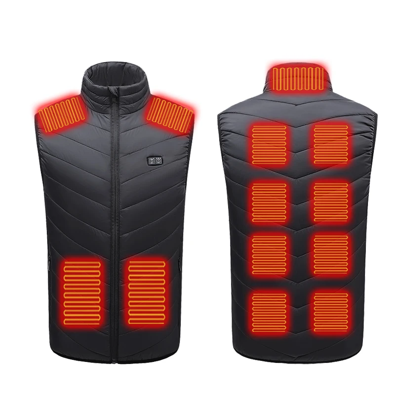 13 Areas Heated Vest Winter Men Heated Jacket USB Electric Heating Vest Dual Control Adjustable Heating Jacket Heated Clothing